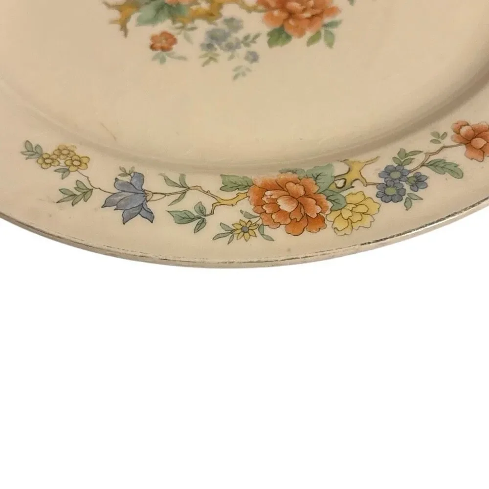 Edwin M. Knowles Gold Rimmed‎ Floral Dinner Plate